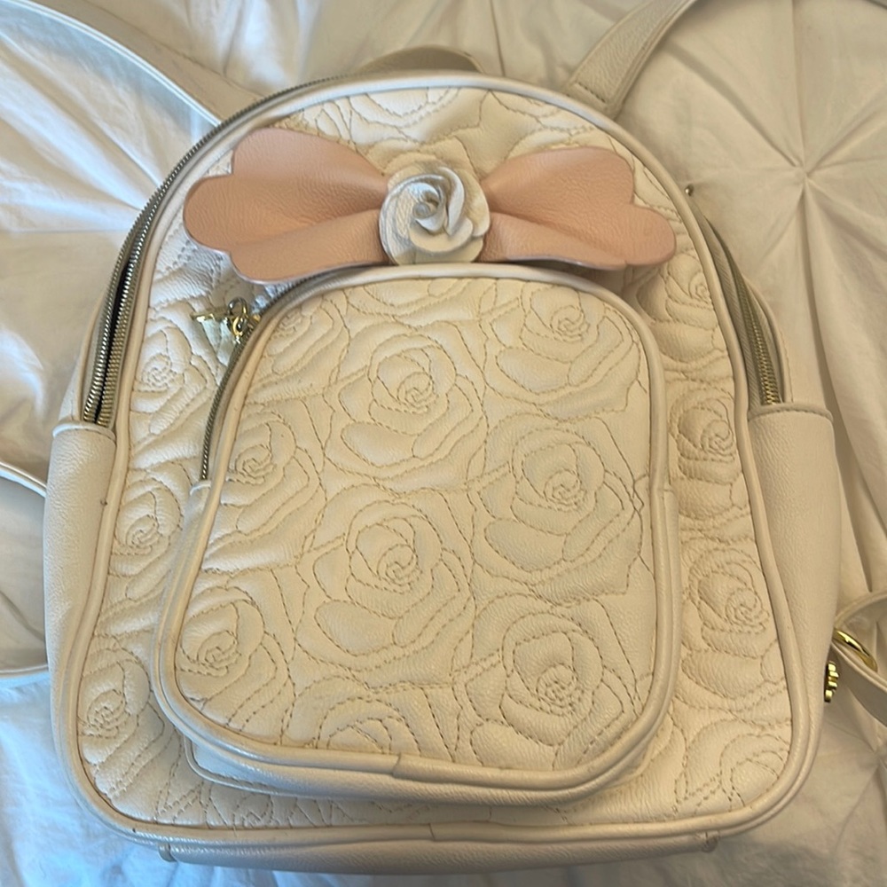 Betsey Johnson White Purse - Used - Pink Bow - White Flower